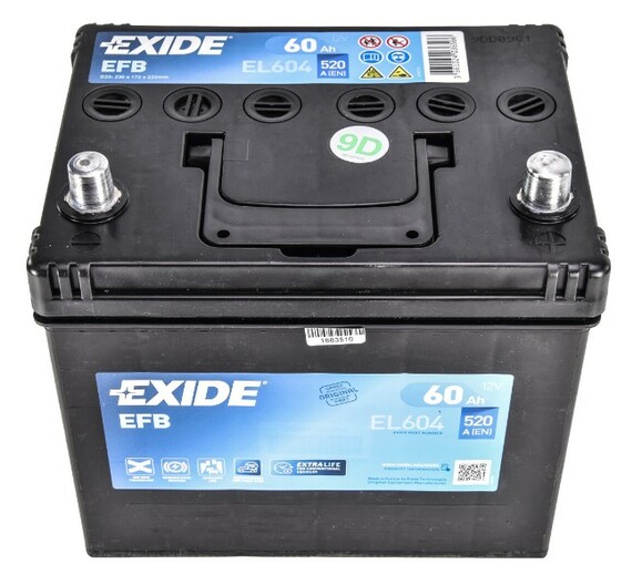 Акумулятор EXIDE EL604 (Start-Stop EFB), 60Ah/520A  фото 3