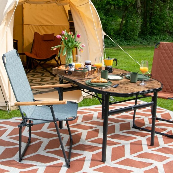 Стіл складаний Bo-Camp Woodbine Oval 100x70 см, Black/Wood look (1404185) (DAS302783) фото 7