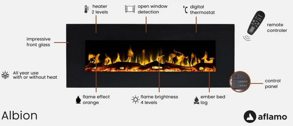 Електрокамін Aflamo Albion 42, чорний фото 5