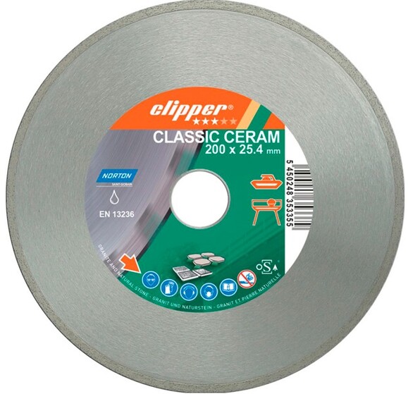 Диск алмазный Norton CLIPPER CLA CERAM по керамике 200 x 30.0/ 25.4 x (мм) (70V023)