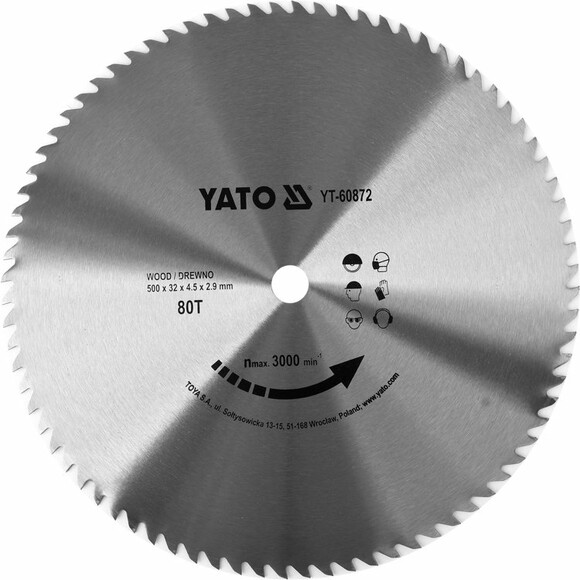 Диск пильний Yato по дереву 500x32x4.5 мм, 80 зубців (YT-60872)