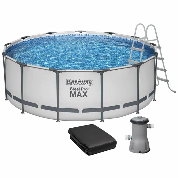 Каркасний басейн Bestway Steel Pro Max (396х122 см) з картриджним фільтром, сходами та захисним тентом (5618W) фото 2