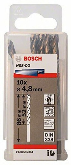 Сверло по металлу Bosch HSS-CO 4.8х86 мм, 10 шт. (2608585884) изображение 2