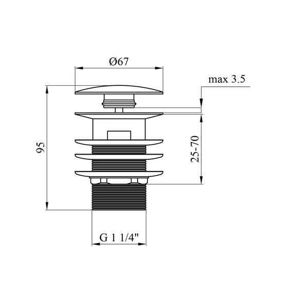 Донный клапан для раковин с переливом Kroner KRM C962 1 1/4" (CV022944) изображение 3