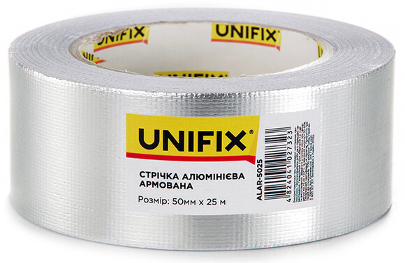 Лента клейкая алюминиевая армированная UNIFIX 50 мм, 25 м (ALAR-5025)