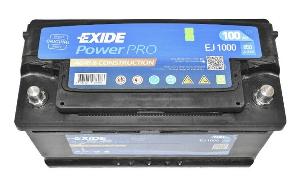 Акумулятор EXIDE EJ1000 POWERPRO (AGRI & CONSTRUCTION), 100Ah/850A фото 2