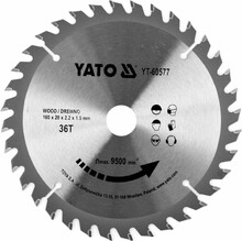 Диск пильний по дереву з побідитовими напайками Yato YT-60577 (160x20x2.2x1.5 мм), 36 зубців