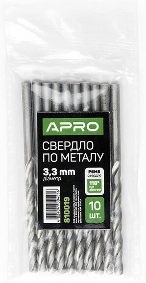 Сверло по металлу APRO P6M5 3.3 мм (810019) изображение 3