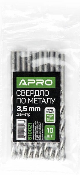 Сверло по металлу APRO P6M5 3.5 мм (810021)  изображение 3