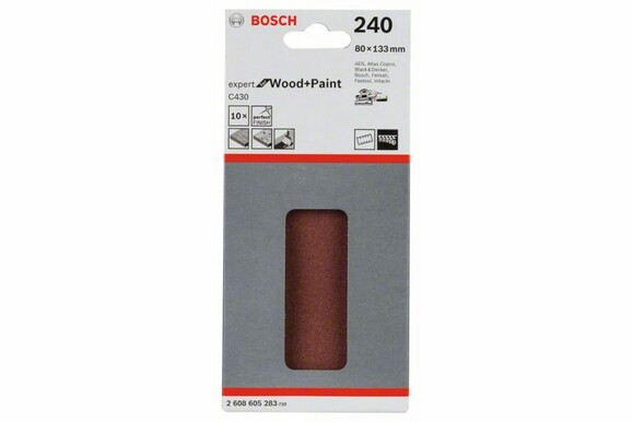 Шлифлист Bosch Expert for Wood and Paint C430, 80x133 мм, K240, 10 шт. (2608605283) изображение 2