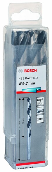 Сверло по металлу Bosch PointTeQ HSS 9.7х133 мм, 10 шт. (2608577265) изображение 2