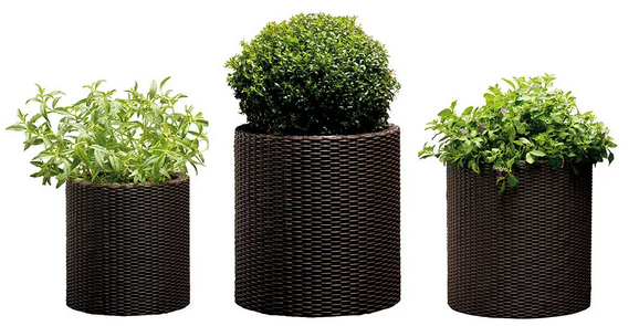 Горшок для цветов Keter Cylinder Planter L, коричневый (7290103664206) изображение 2