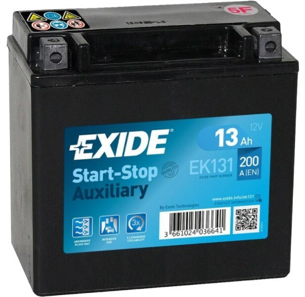 

Аккумулятор EXIDE EK131 (Start-Stop Auxiliary), 13Ah/200A