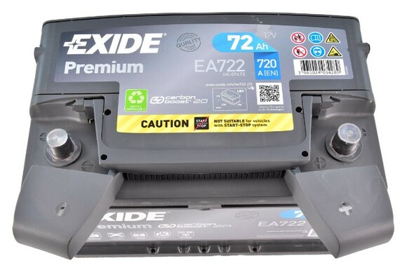 Автомобільний акумулятор Exide 6 CT-72-R Premium EA722, 72Ah/720A фото 2