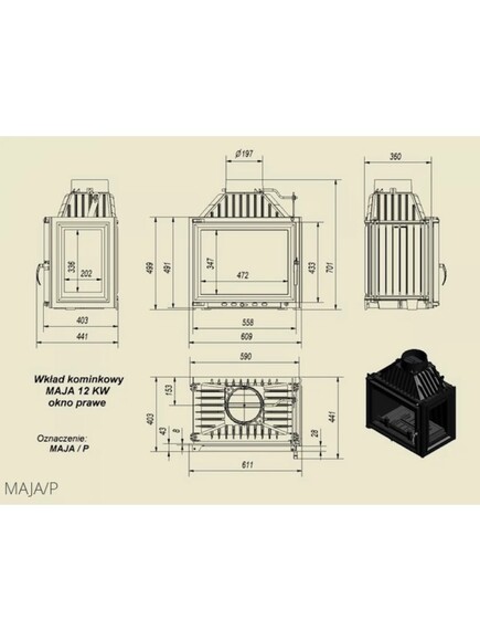 Каминная топка Kratki MAJA 12 (MAJA/P) изображение 2