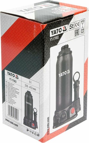 Домкрат гідравлічний пляшковий Yato 5 т 216х413 мм (YT-17002) фото 3