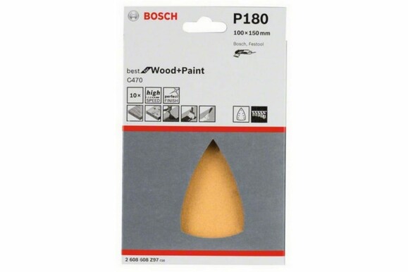 Шліфлист Bosch Expert для Wood and Paint C470, 100х150 мм, K180, 10 шт. (2608608Z97) фото 2