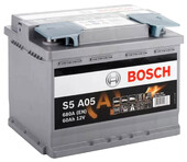 Автомобільний акумулятор Bosch S5A AGM 12В, 60 Аг, 680 А (0092S5A050)
