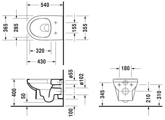 Унитаз подвесной DURAVIT DURASTYLE BASIC Rimless  с сидением и с автоматическим закрыванием (45620900A1) изображение 4