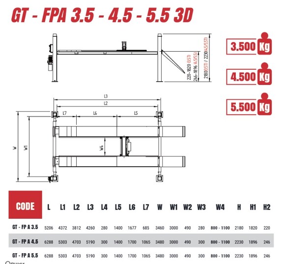 Підйомник 4-х стійковий Galta GT-FPA 4.5 3D, 4.5 т фото 3