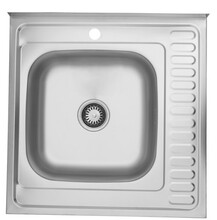 Кухонна мийка накладна Kroner KRP Satin-6060L, 0.6 мм (CV022823)