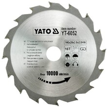 Диск пильний YATO по дереву 140х20х2.8х2.0 мм, 16 зубців (YT-6052)