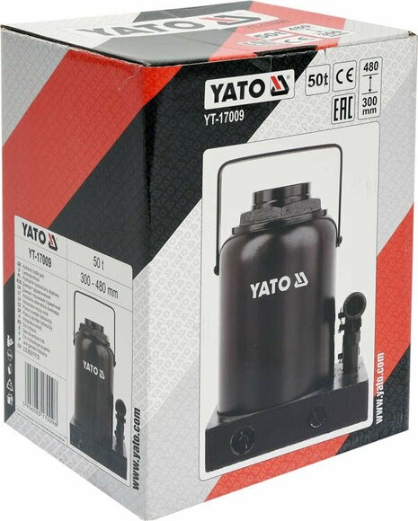 Домкрат гидравлический бутылочный Yato 50 т 300х480 мм (YT-17009) изображение 3