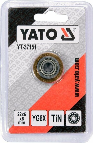 Ролик підшипниковий Yato YT-37151 з титановим покриттям для плиткорізу 22х6х6 мм фото 2