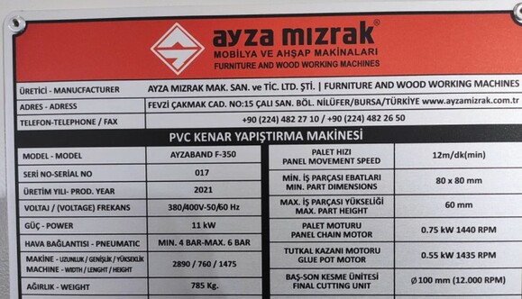 Кромкооблицювальний верстат Ayza Mizrak Ayzaband F350 фото 10