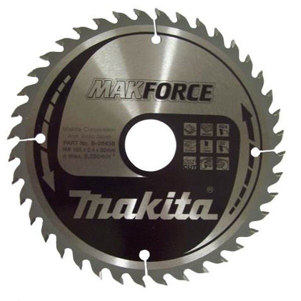 

Пильный диск Makita MAKForce по дереву 165x30мм 40Т (B-08436)