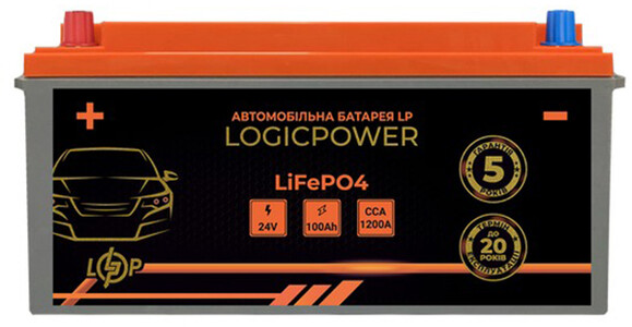 Автомобільний акумулятор Logicpower LiFePO4 BMS 1200 А, 25.6В, 100 Аг (24772)
