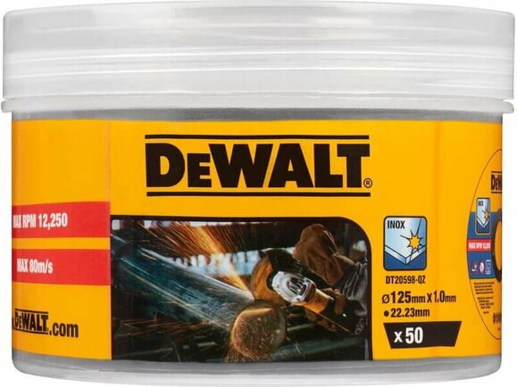 Набор кругов отрезных DeWALT FASTCUT, 125x1x22.23 мм, 50 шт. (DT20598) изображение 2