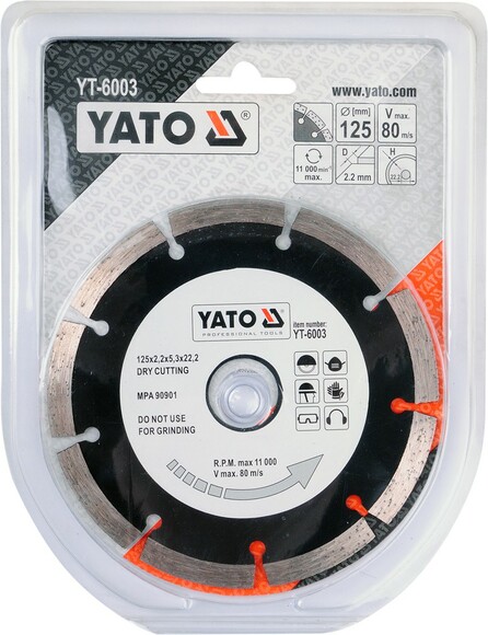 Диск алмазный YATO сегмент 125x8.0x22,2 мм (YT-6003) изображение 2