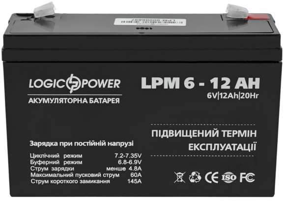 Аккумулятор Logicpower AGM LPM 6-12 AH изображение 2