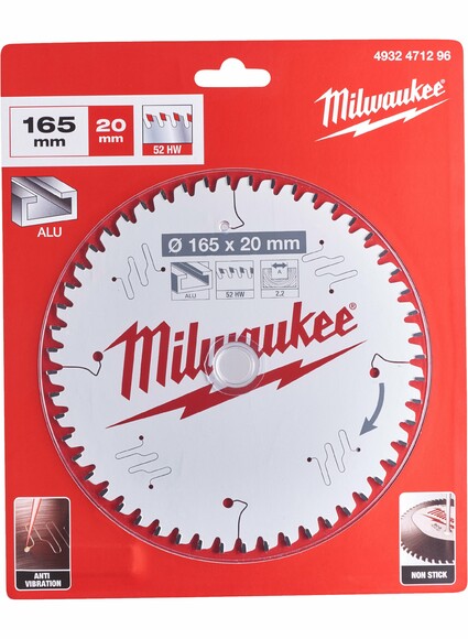 Диск пильный Milwaukee CSB P Alu 165x20x2,2 мм 54 зуба (4932471296) изображение 2