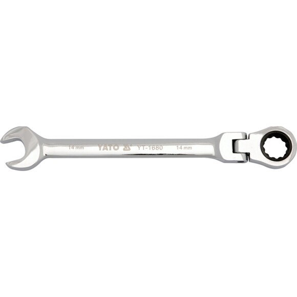 Ключ рожково-накидний з тріскачкою і шарніром Yato 14мм/185мм (YT-1680)