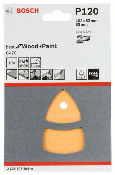 Шлифлист Bosch Expert for Wood and Paint C470, 102x62.93 мм, K120, 10 шт. (2608607404) изображение 2