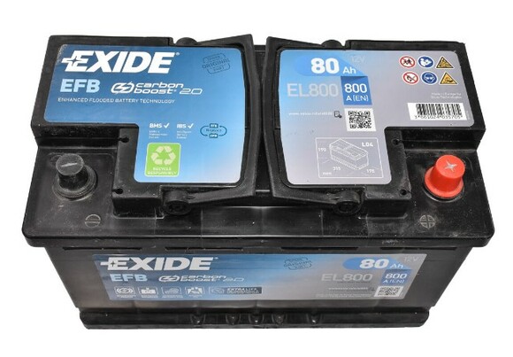 Акумулятор EXIDE EL800 (Start-Stop EFB),80Ah/720A фото 2