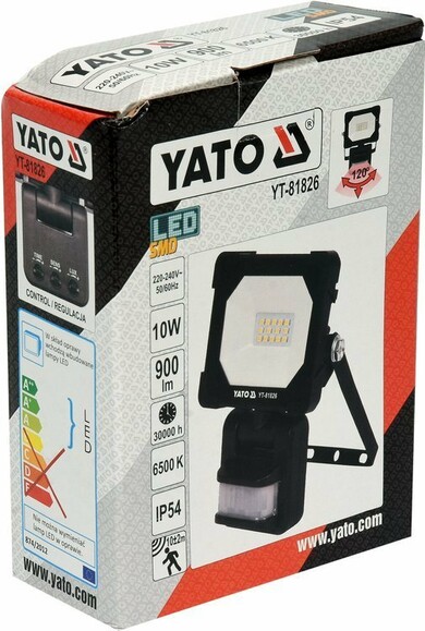 Прожектор с SMD-диодным излучателем и датчиком движения Yato YT-81826 изображение 5