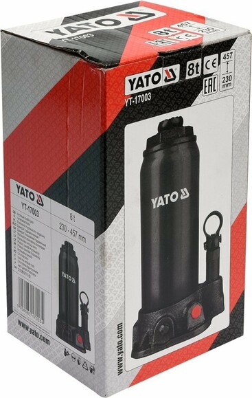 Домкрат гидравлический бутылочный Yato 8 т 230х457 мм (YT-17003) изображение 3