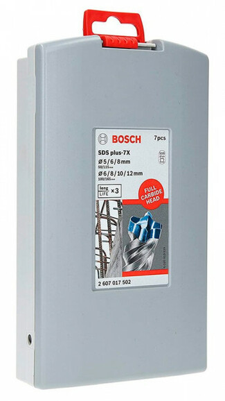 Бур по армированному бетону Bosch SDS plus-7X 5,6,8x115 мм, 8,10,12x165 мм, 7 шт (2607017502) изображение 4