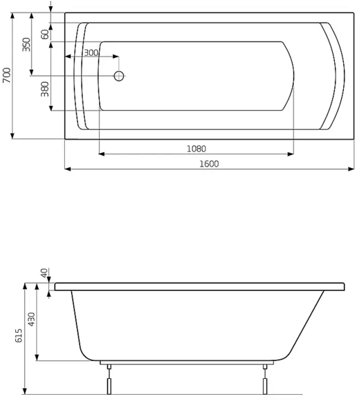 Ванна прямоугольная ROCA LINEA, 160х70 см (A24T018000) изображение 2