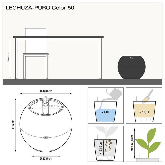 Вазон Lechuza Puro Color 50 (белый) (13340) изображение 4