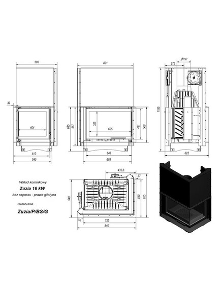 Каминная топка Kratki ZUZIA 16 (ZUZIA/P/BS/G) изображение 4