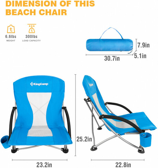 Крісло розкладне KingCamp Beach Chair Blue (KC3841 BLUE) фото 2