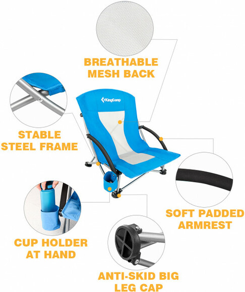 Крісло розкладне KingCamp Beach Chair Blue (KC3841 BLUE) фото 4