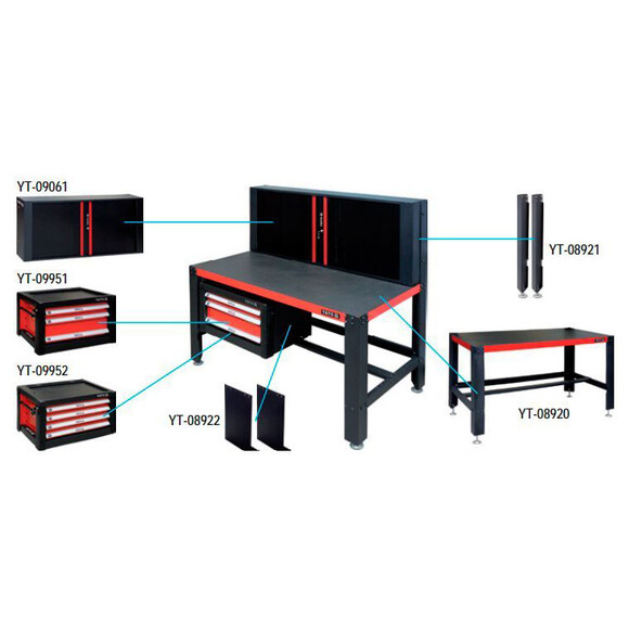 Шкаф для мастерской YATO с 4 шуфлядами к столу YT-08920; 690х465х400 мм (YT-09152) изображение 2