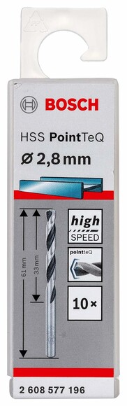 Сверло по металлу Bosch PointTeQ HSS 2.8х61 мм, 10 шт. (2608577196) изображение 2