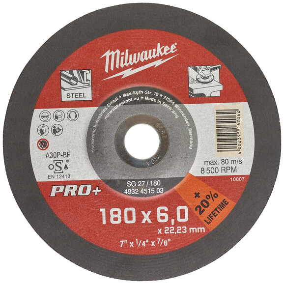 Диск зачистной по металлу Milwaukee SG 27/115х6 PRO+, Ø115мм (4932451501)
