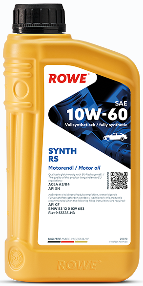 

Моторное масло ROWE HighTec Synth RS SAE 10W-60, 1 л (20070-0010-99)